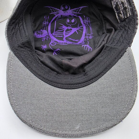 Nightmare Before Christmas Jack Skellington Adult Gray Herringbone Cap Purple - Picture 8 of 9